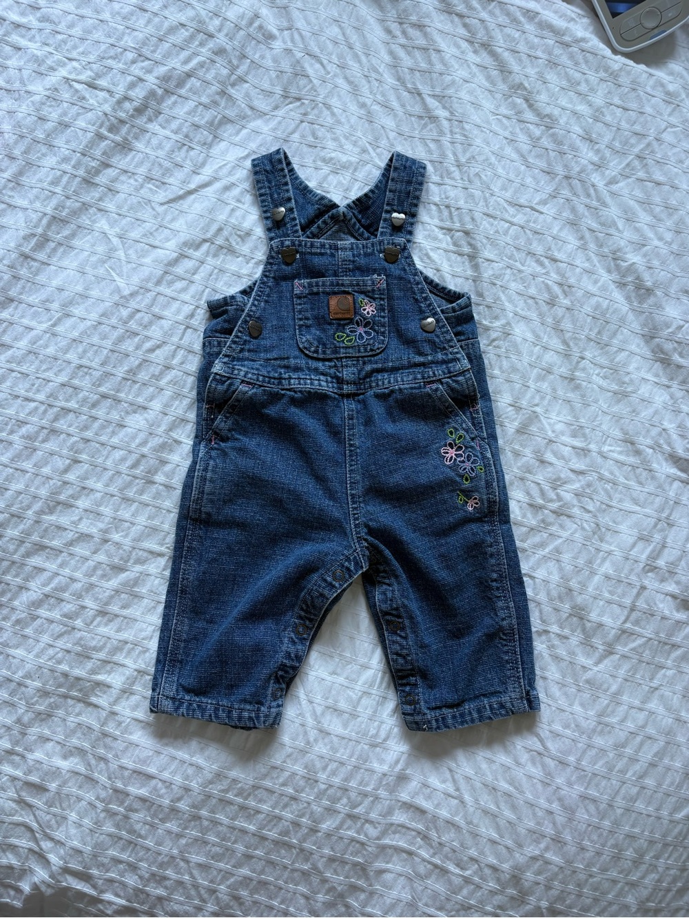 Carhartt Denim Floral Embroidered Kids Overalls - Blue